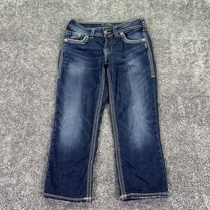 Silver Jeans Womens 28 Blue Suki Surplus Capri Denim Medium Wash Pockets Logo